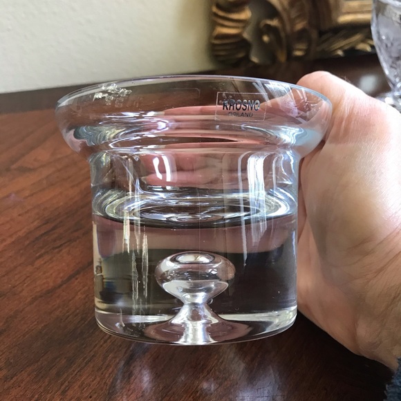 Vintage Krosno Poland modern crystal candle holder with open bubble bottom - Picture 4 of 5